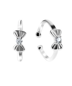 Cute Bow Designed Silver Ear Cuff EC-1145
